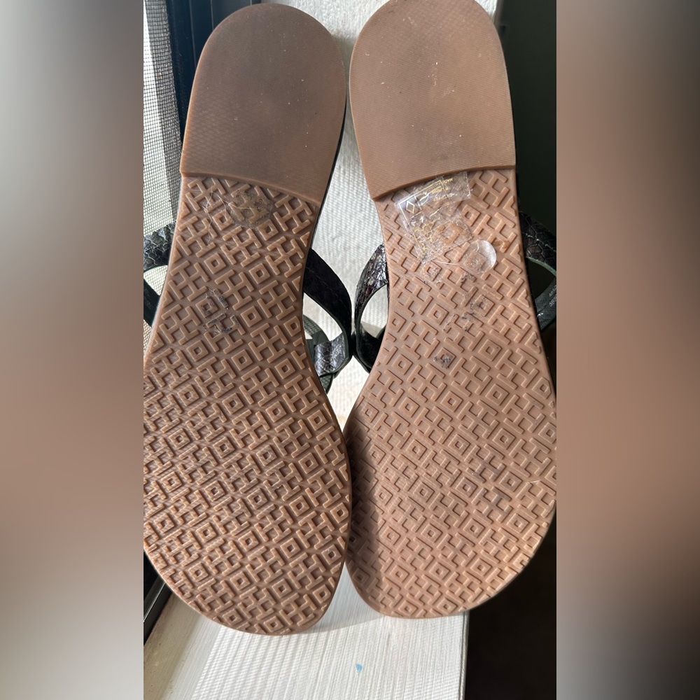 SOLD Tory Burch Miller Sandals Olive Green/Black Snakeskin Size 7.5 - Picture 9 of 9